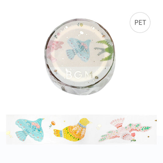 Gold Foil Clear PET Tape  - Bird Embroidery