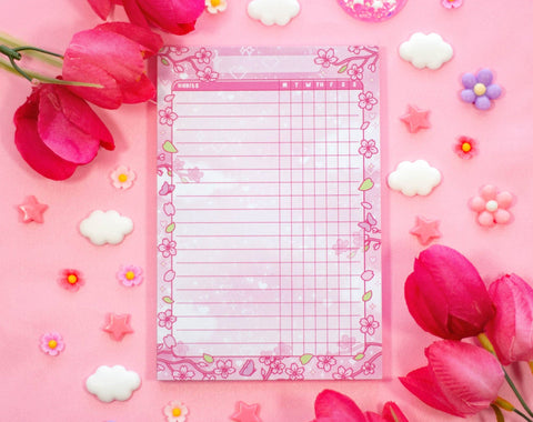 Sakura Cherry Blossom Habit Tracker Notepad