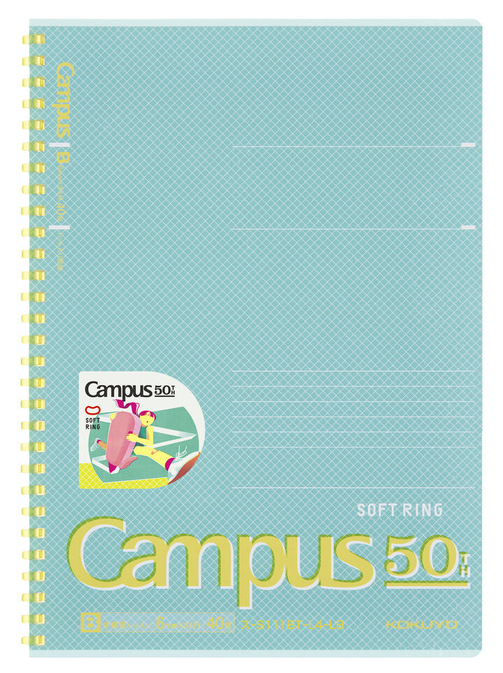 Campus Limited Edition Soft Ring B5 Notebook - Light Blue/Yellow