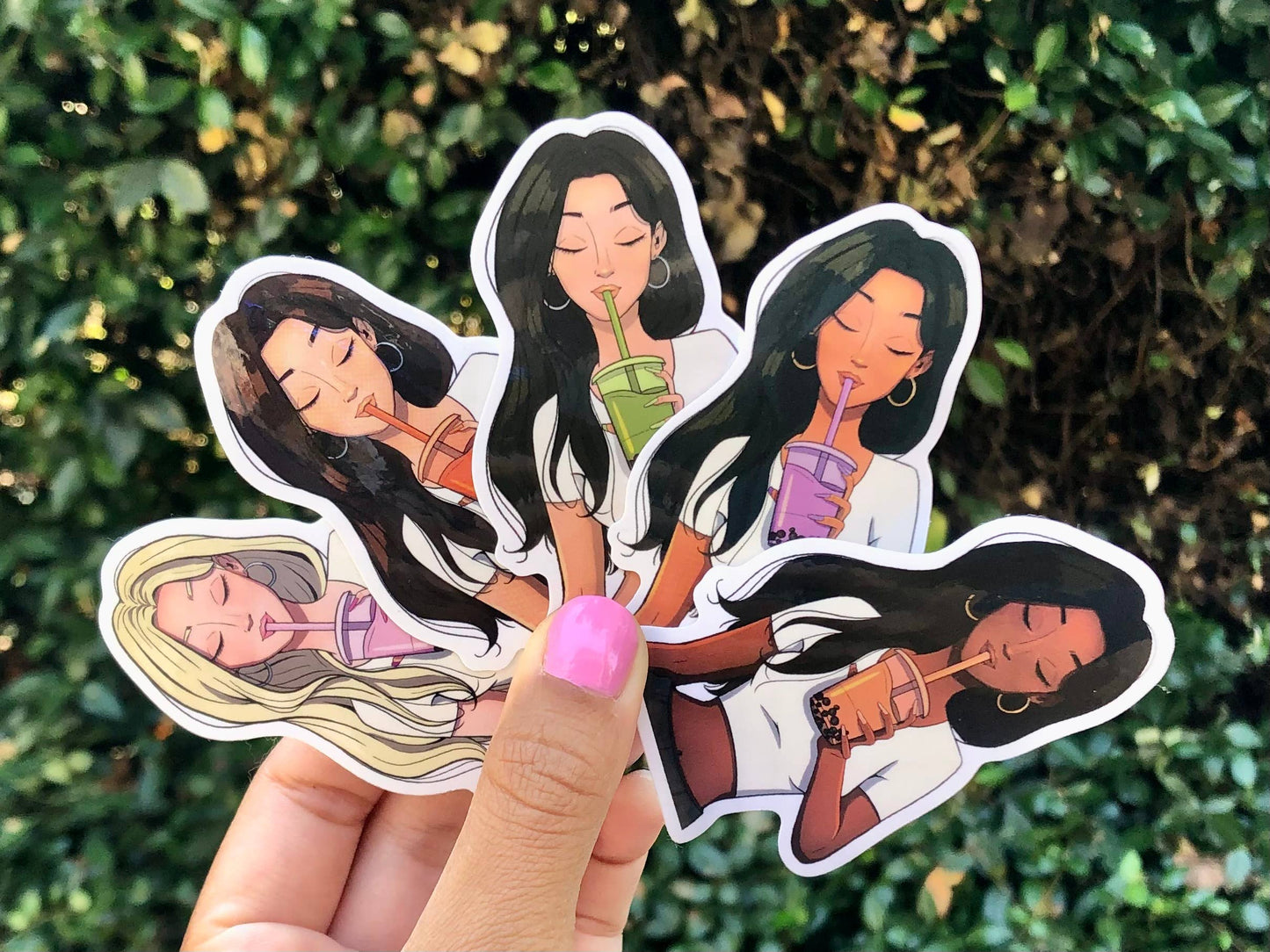 Taro Milk Tea Boba Girl Vinyl Waterproof Sticker
