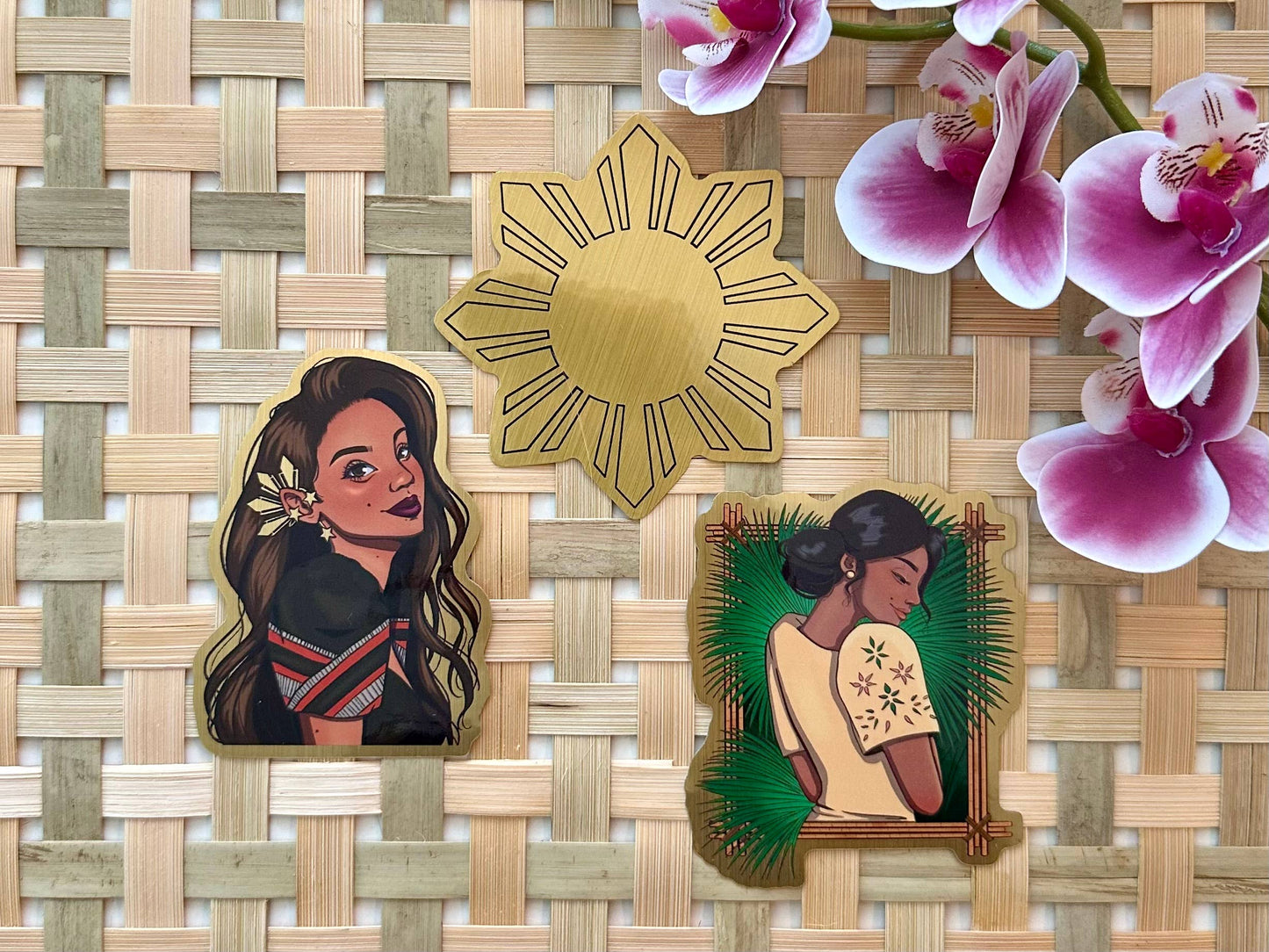 Araw Filipino Sun Waterproof Gold Brushed Sticker