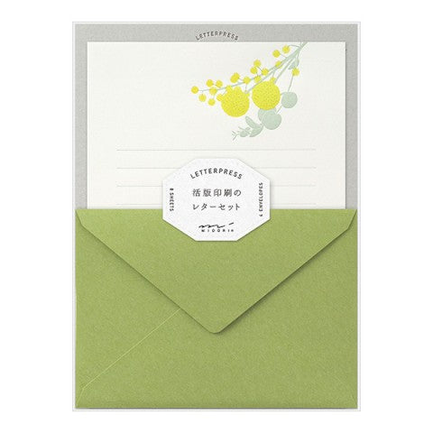 Letterpress Stationery Set - Green