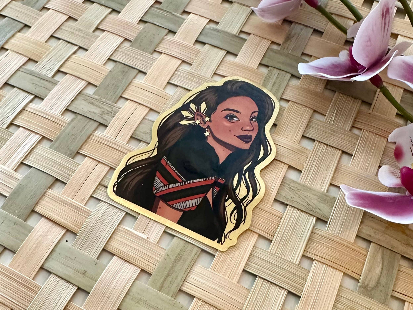Filipina Araw Earpiece Waterproof Brushed Gold Sticker
