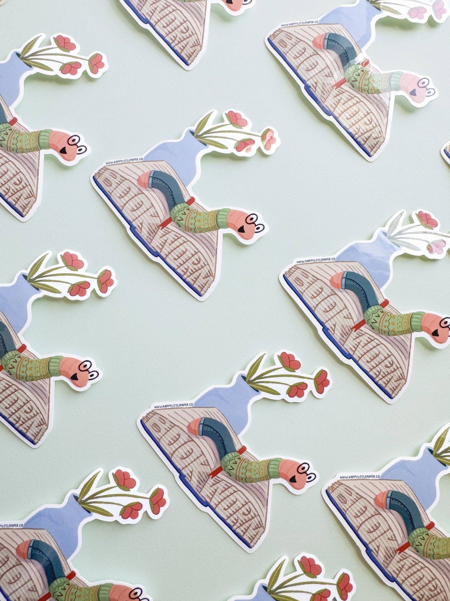 Book Worm Vinyl Sticker