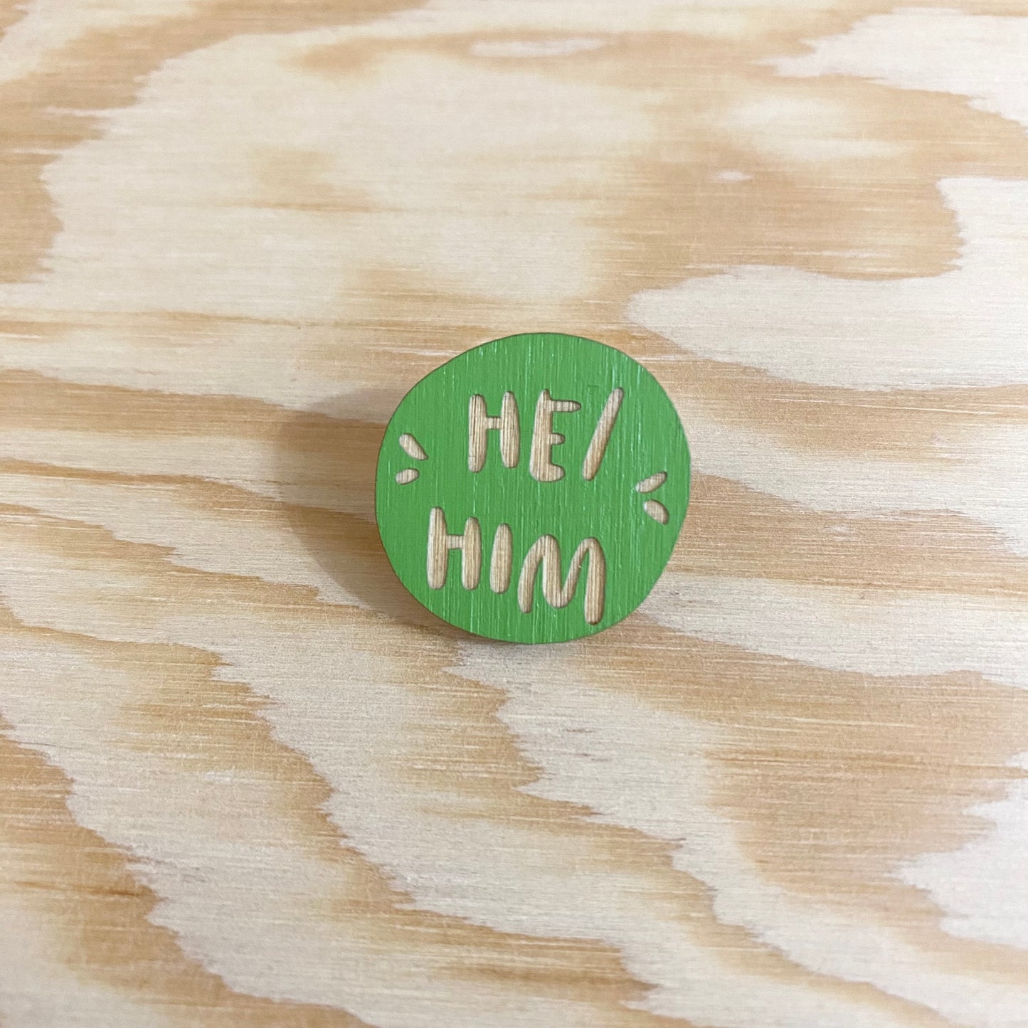 Wood Pronoun Pin