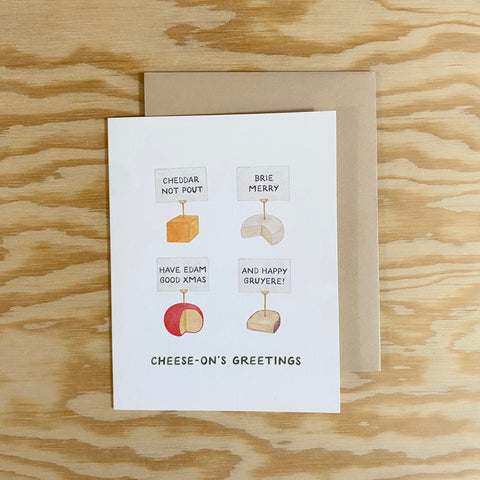 Cheese-on's Greetings Food Pun Holiday Card