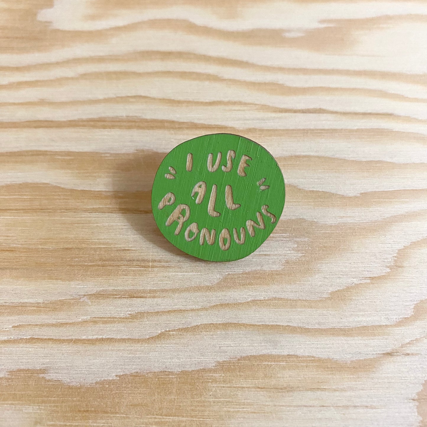 Wood Pronoun Pin