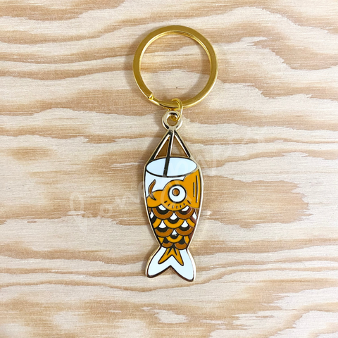 Orange Koinobori Metal Keychain