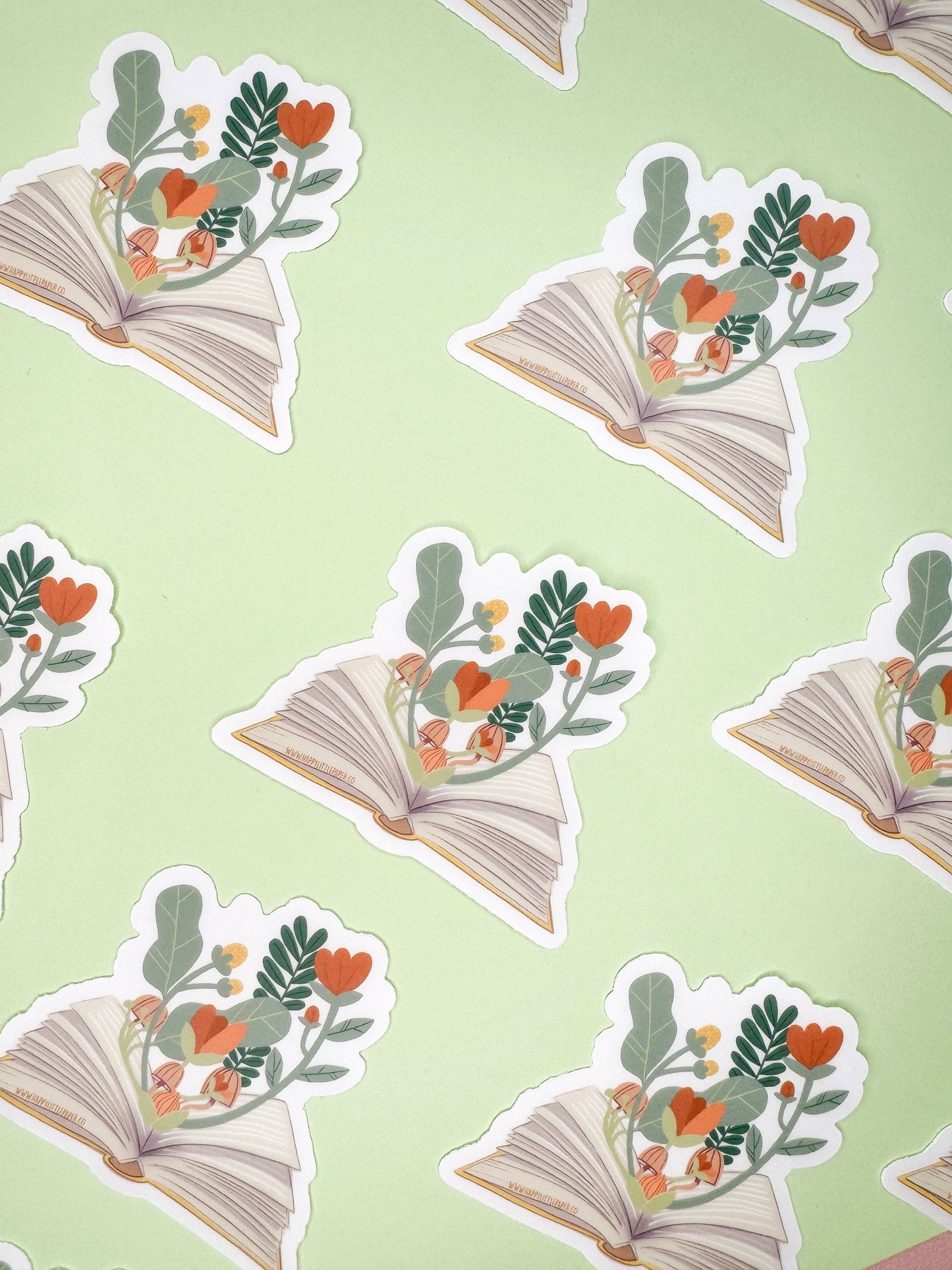 Blooming Floral Book Vinyl Sticker
