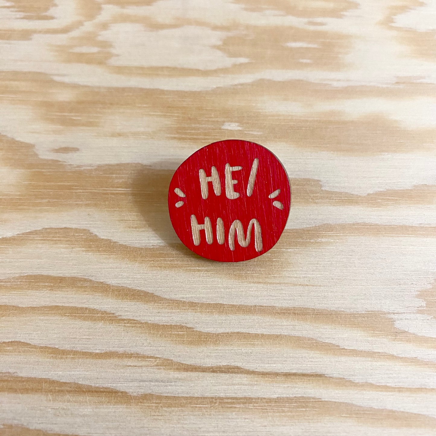 Wood Pronoun Pin