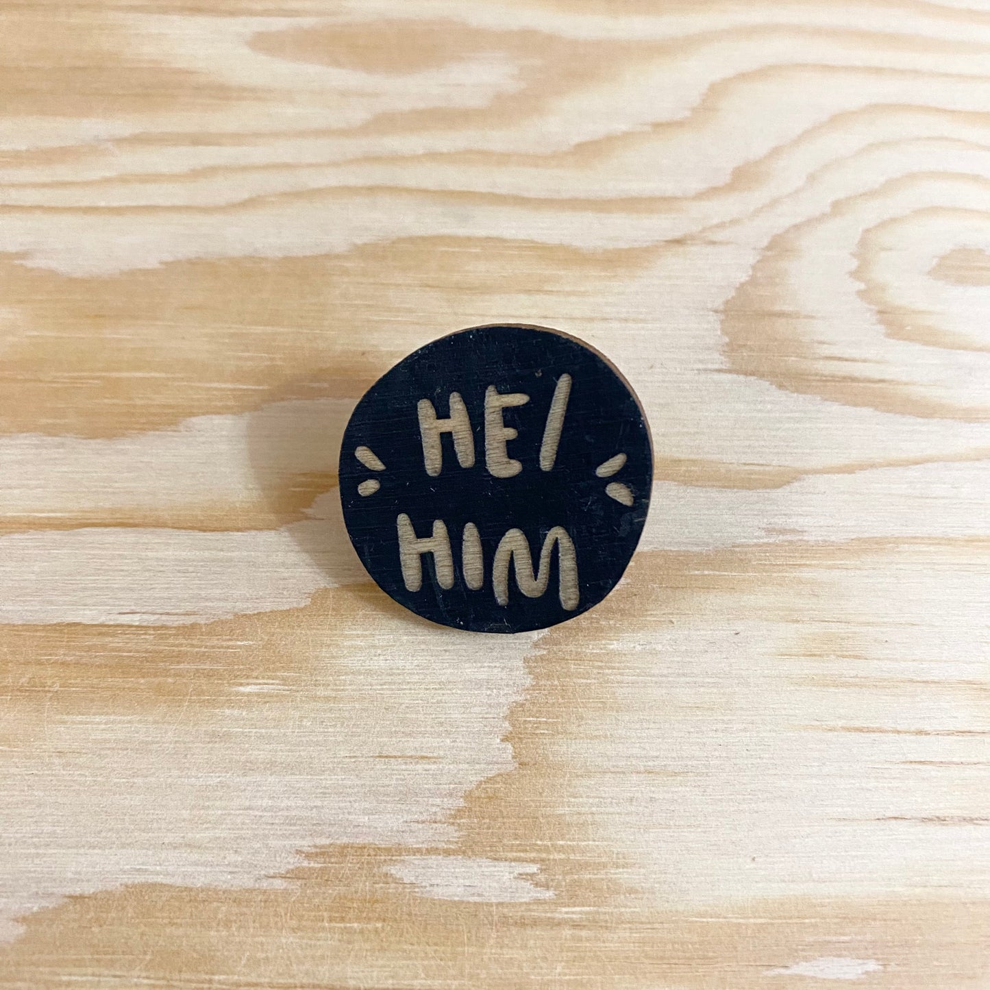 Wood Pronoun Pin