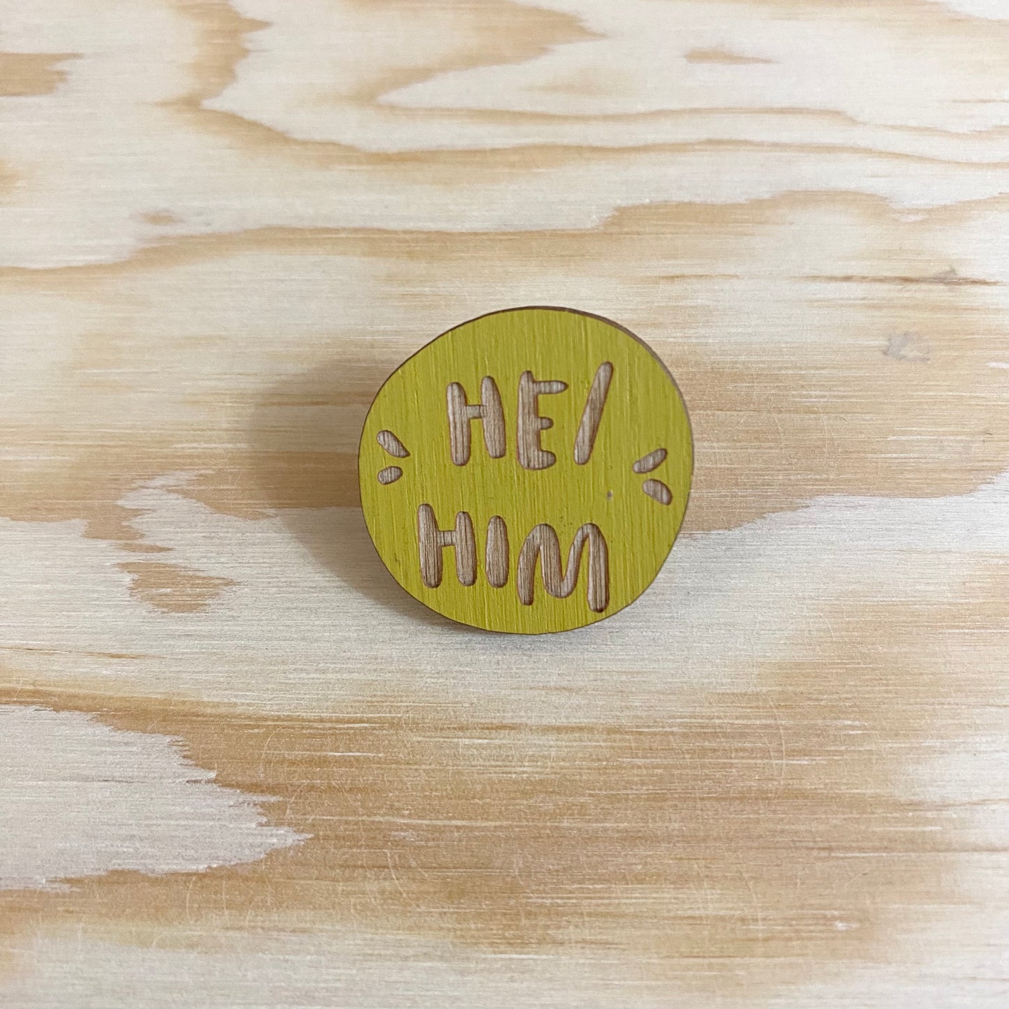 Wood Pronoun Pin