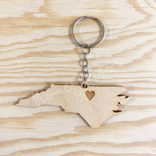 North Carolina Heart Keychain - Natural