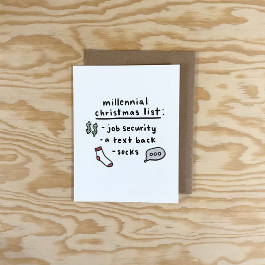 Millenial Christmas List Card