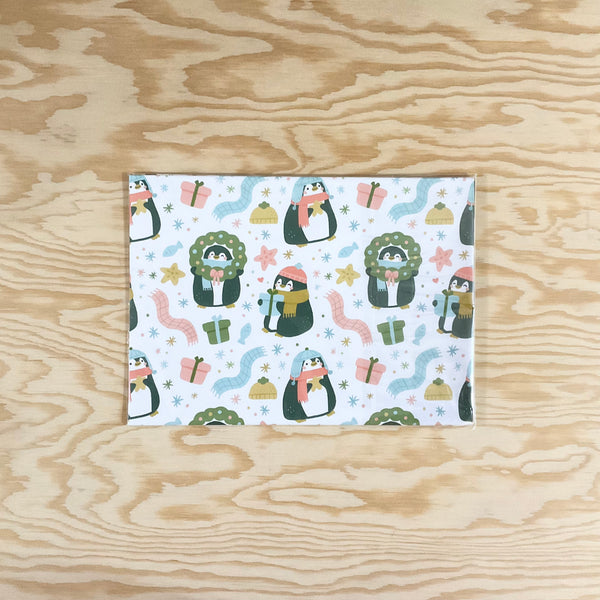 Penguin Holiday Gift Wrap - Pack of 2 Sheets