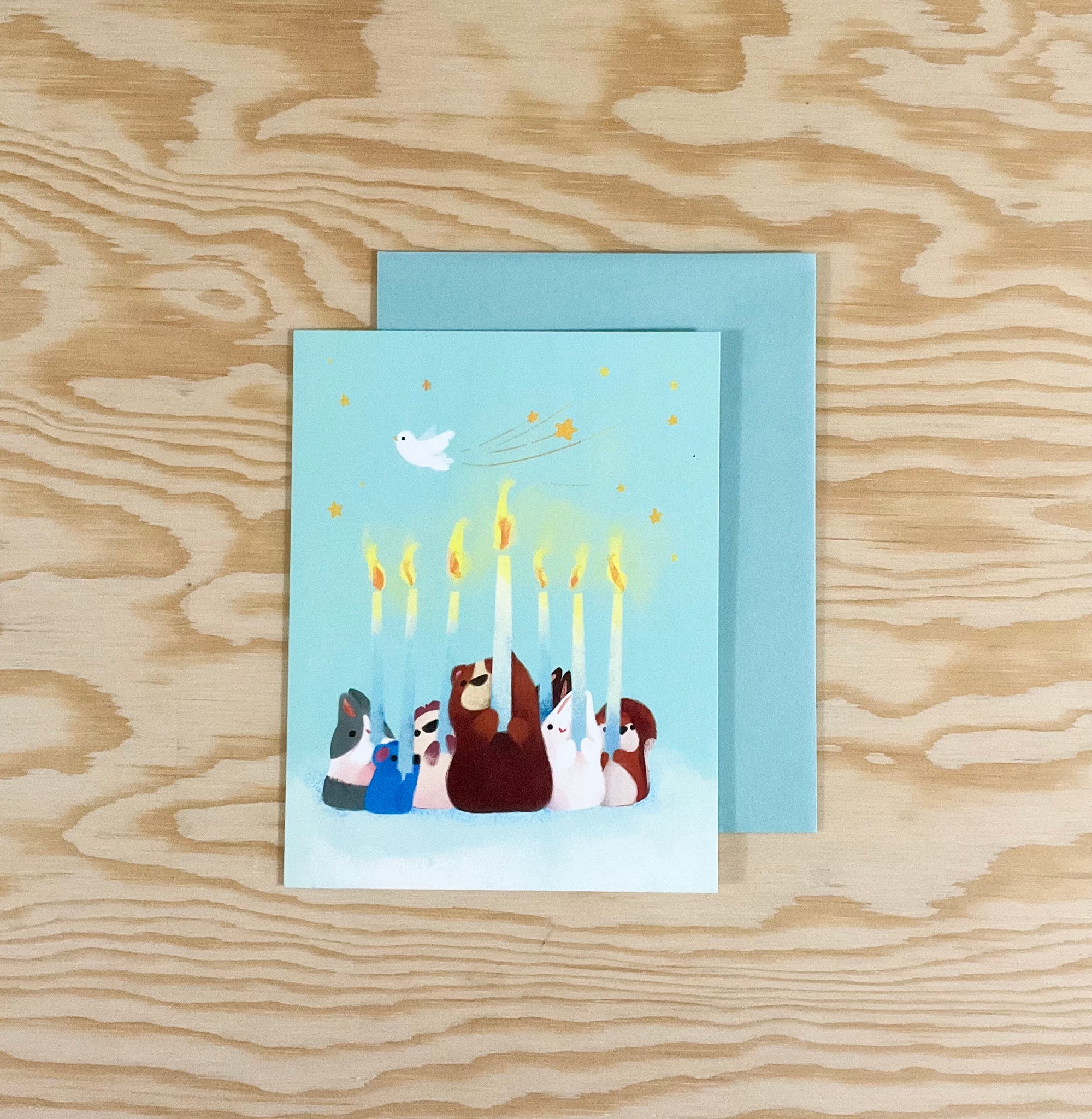 Forest Animals Celebrating Hanukkah Card
