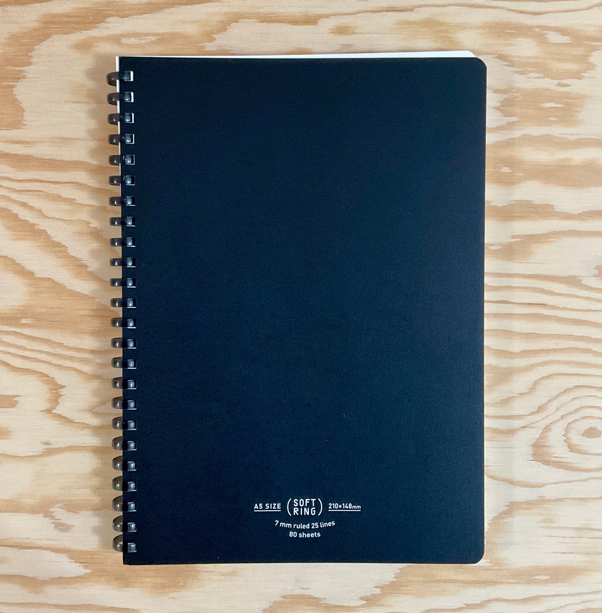 Soft Ring Natural Lined A5 Notebook - Black