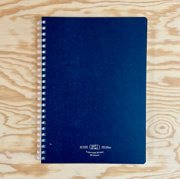 Soft Ring Natural Lined A5 Notebook - Navy