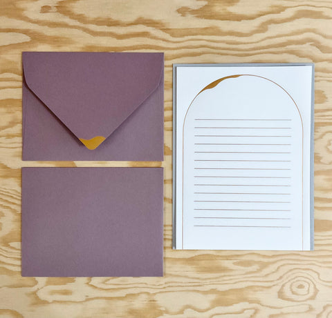 Euro Flap Envelope Letter Set - Smoky Plum