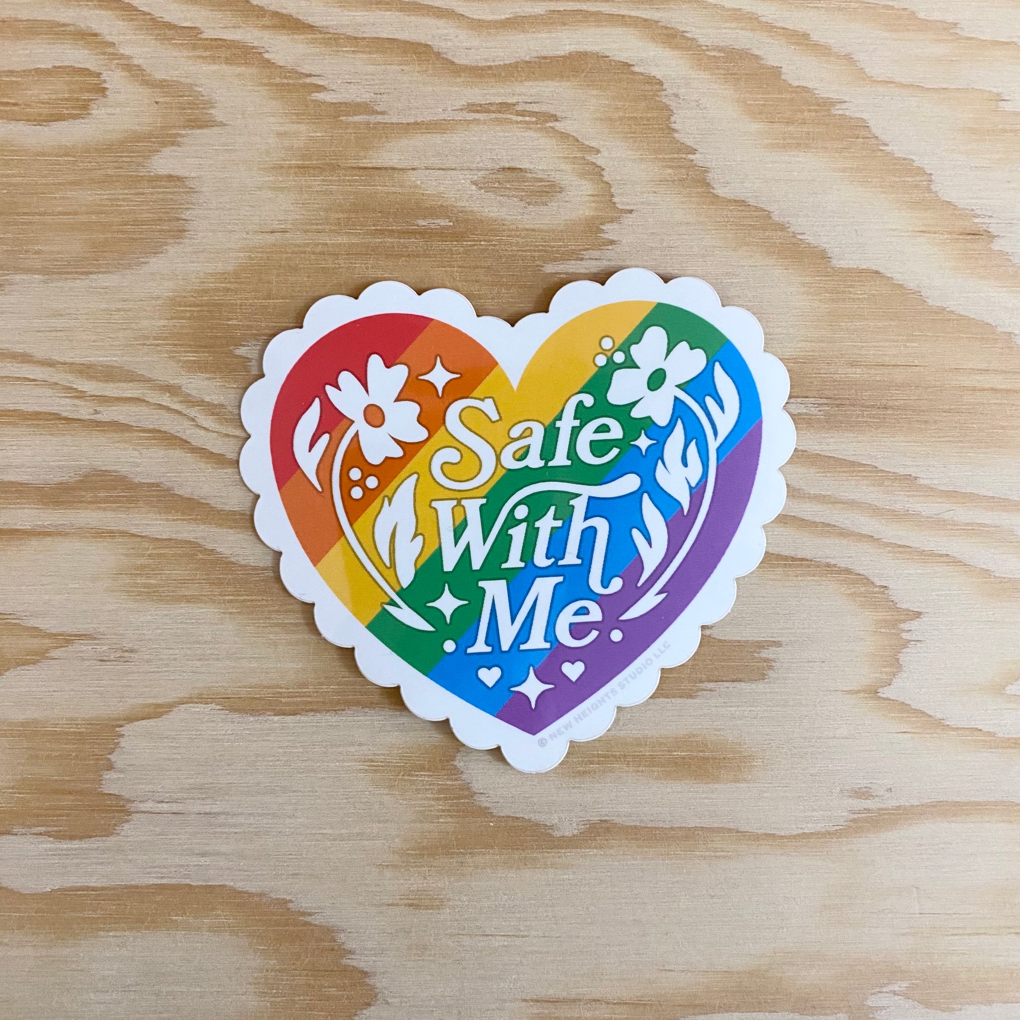 Safe With Me Rainbow LGBTQ Ally Sticker