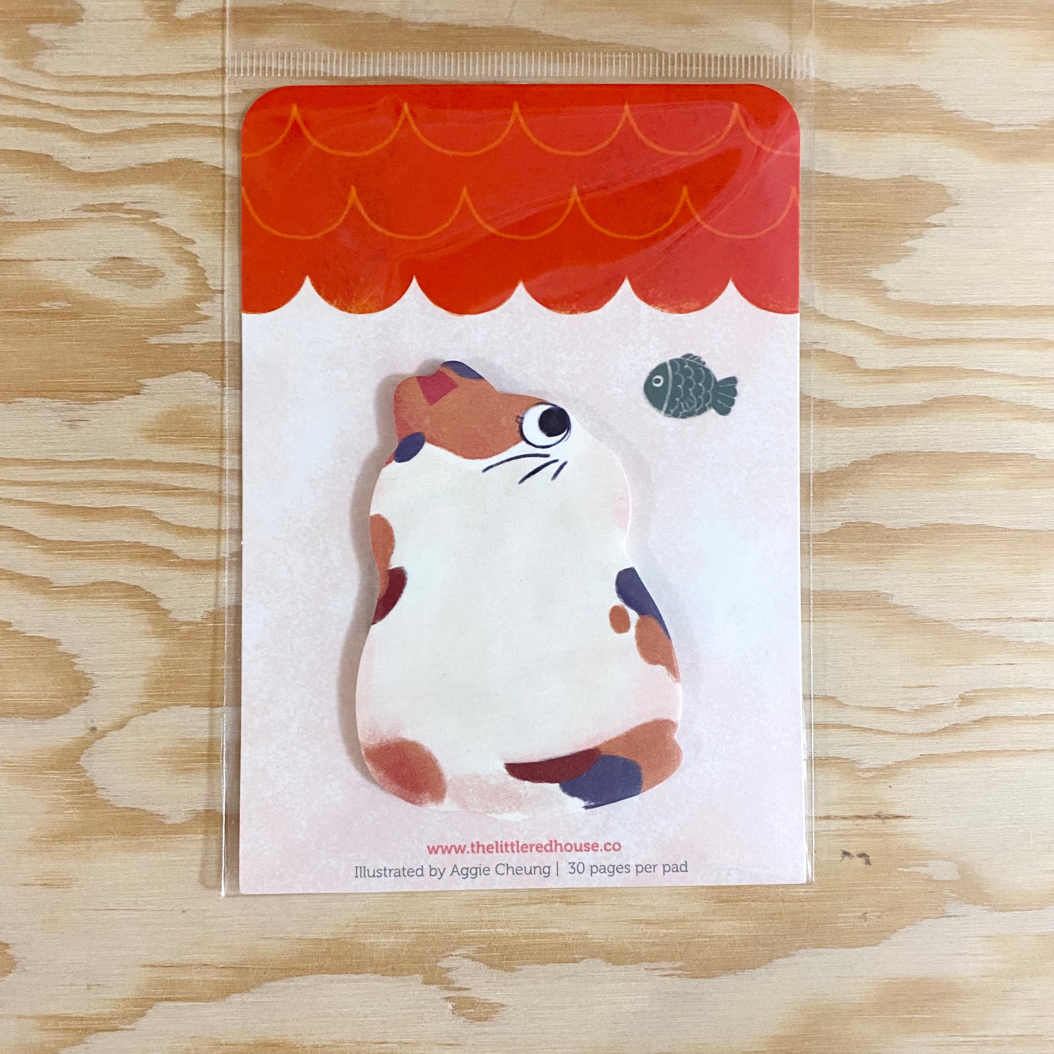 Calico Cat with Fish Die Cut Sticky Note