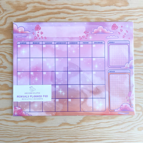 Rose Sky Monthly Planner Pad
