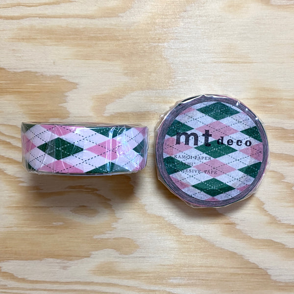 Argyle Pink Green Washi Tape
