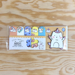 Colorful sticky notes with a cute unicorn character.