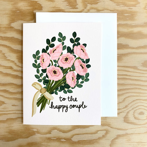 Happy Couple Bouquet Greeting Card - Wedding Card
