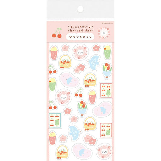 Watashi-biyori Spring Flower Sticker Sheet - Cherry Blossom Cat