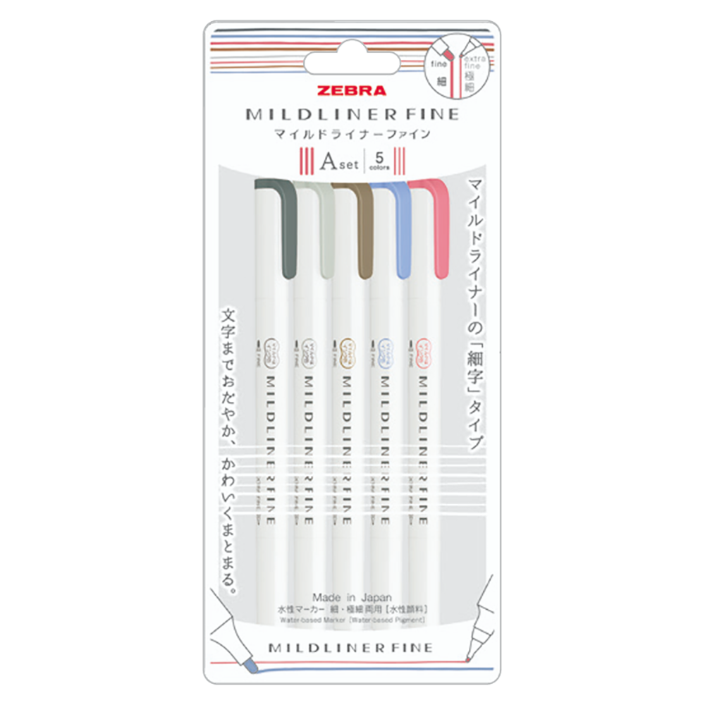 Mildliner Fine 5 Color Set - A Set