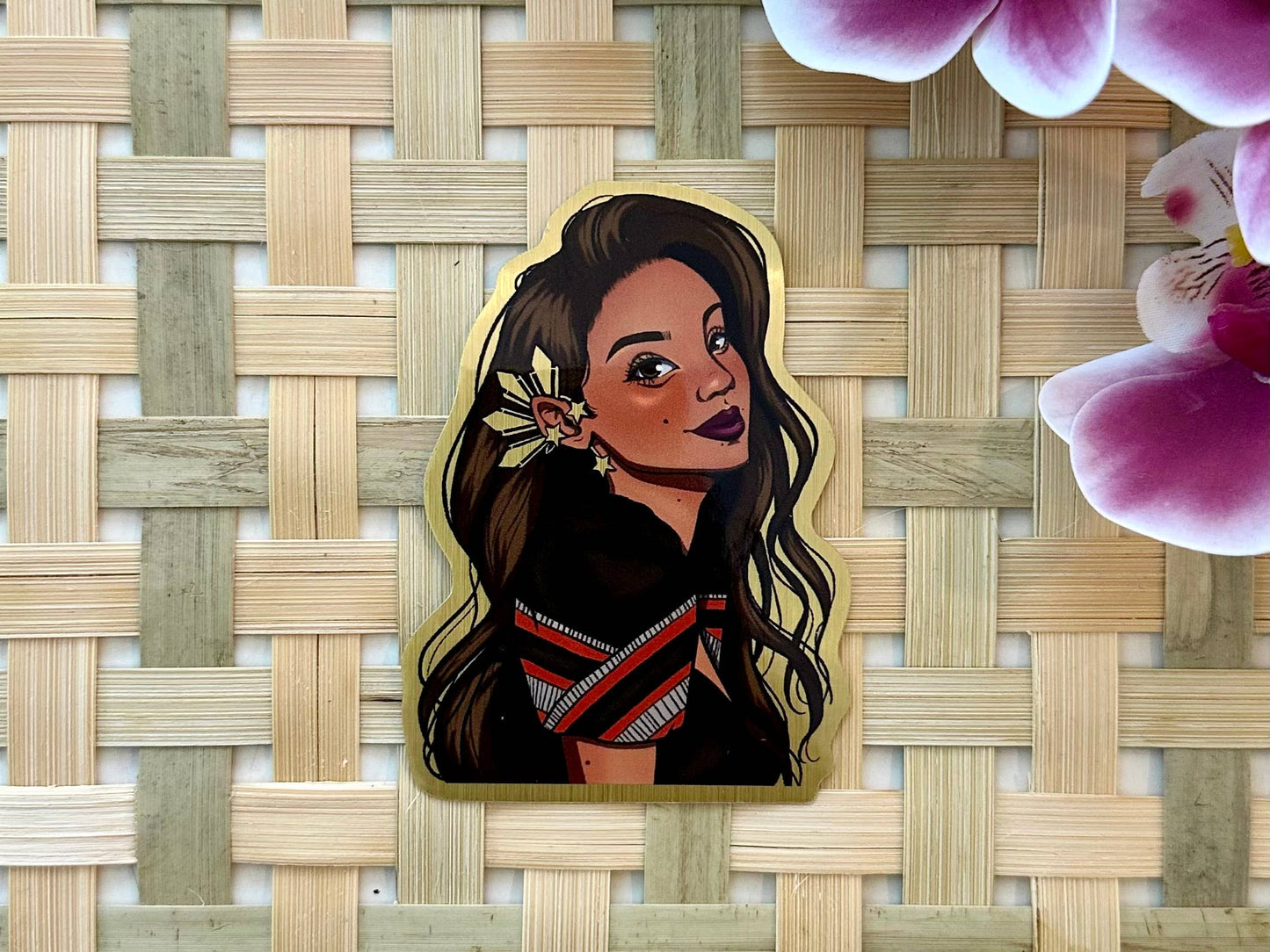 Filipina Araw Earpiece Waterproof Brushed Gold Sticker