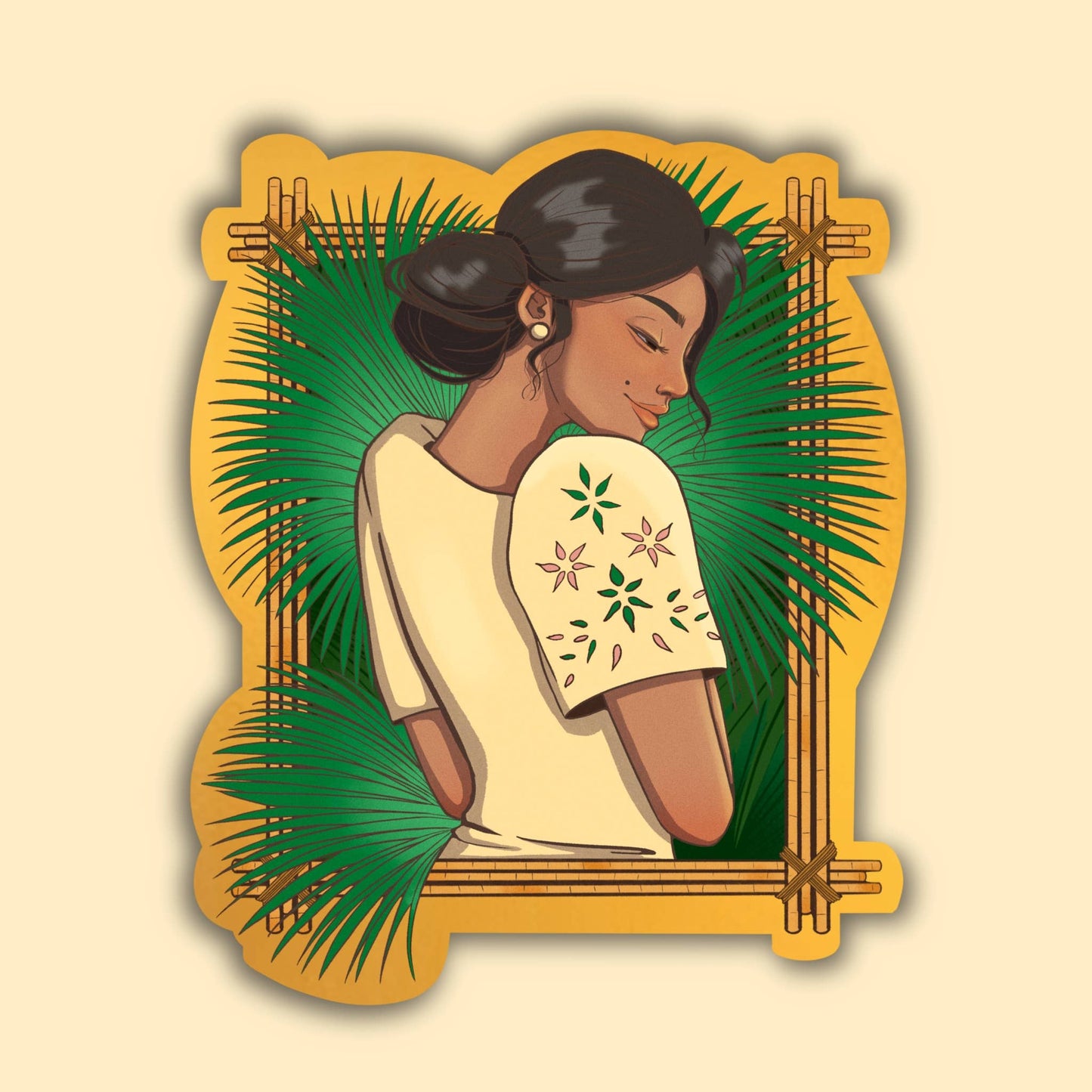 Filipiniana Waterproof Brushed Gold Sticker