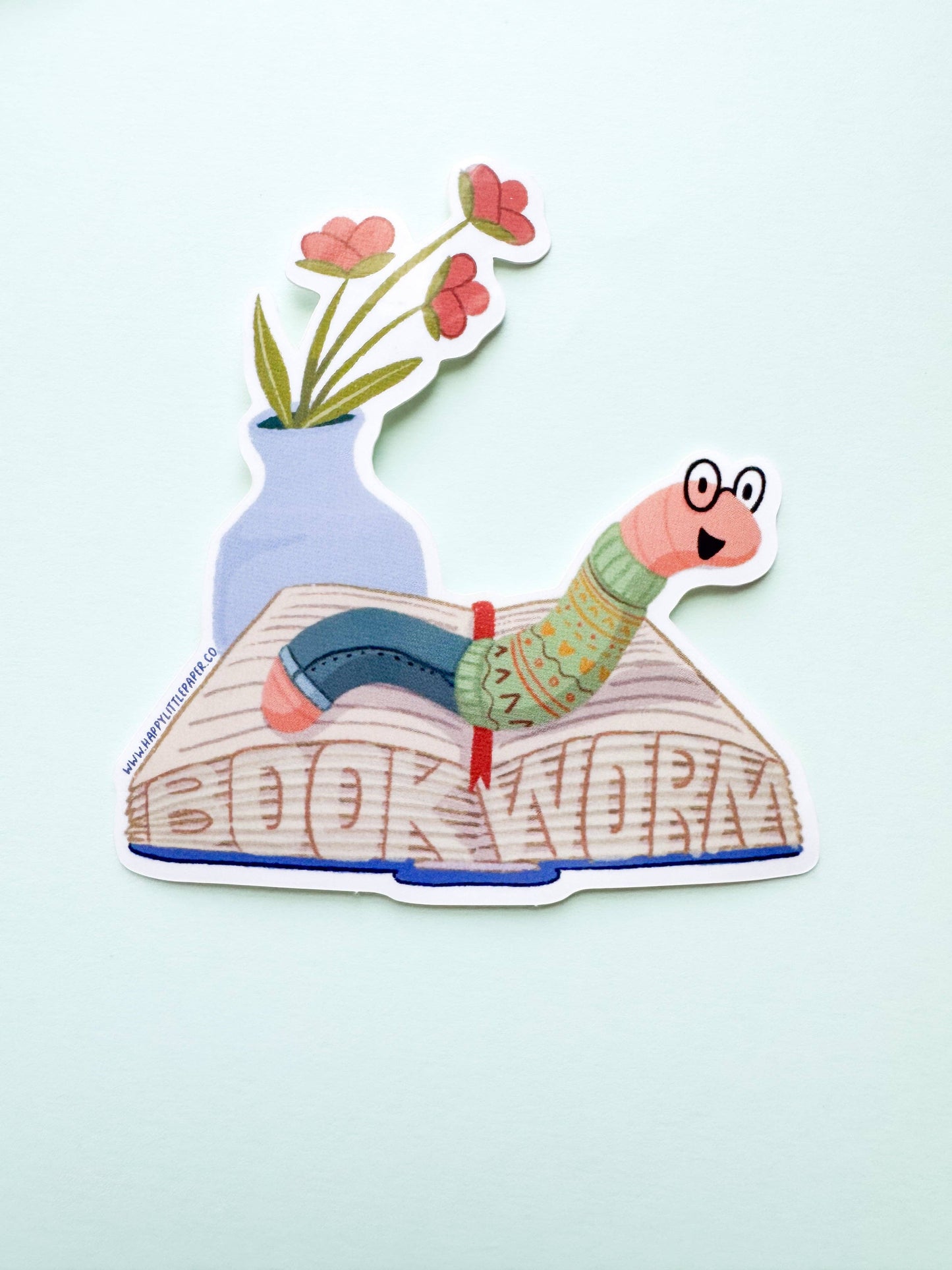 Book Worm Vinyl Sticker
