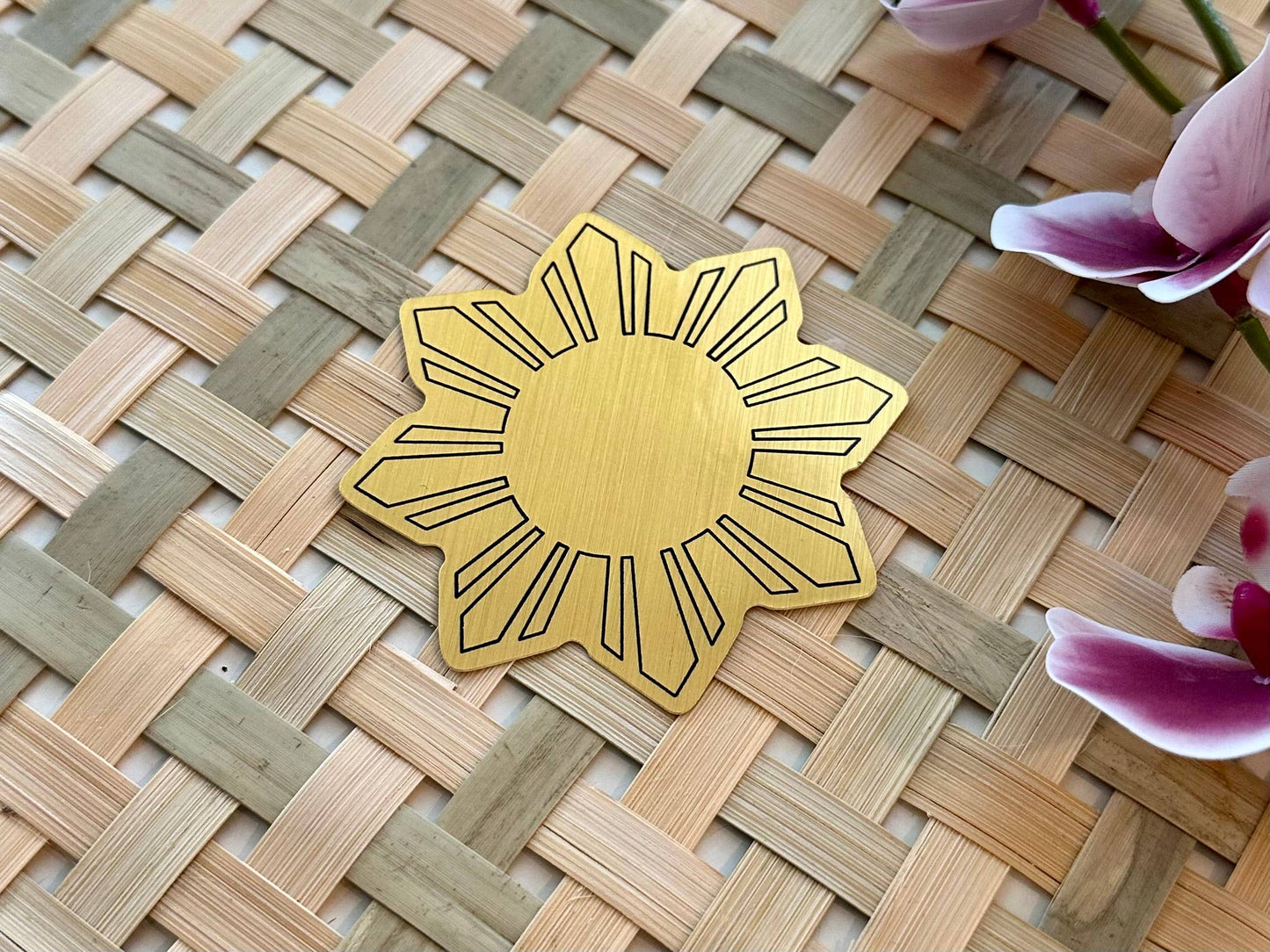Araw Filipino Sun Waterproof Gold Brushed Sticker