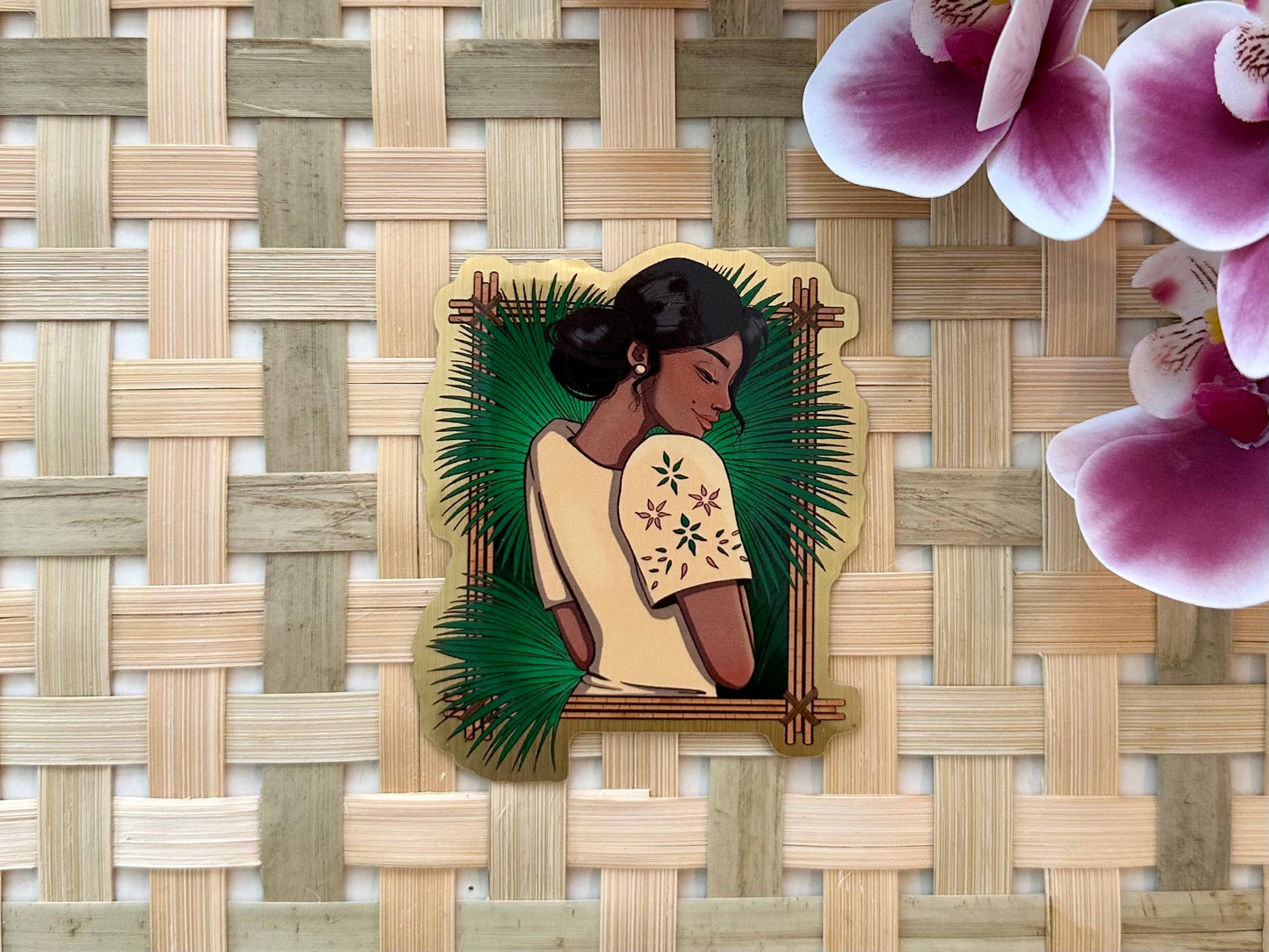 Filipiniana Waterproof Brushed Gold Sticker