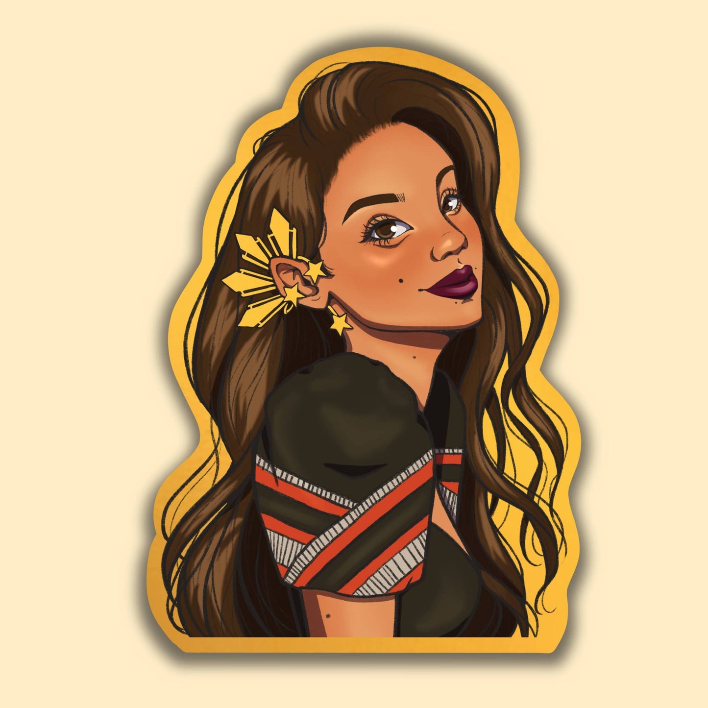Filipina Araw Earpiece Waterproof Brushed Gold Sticker