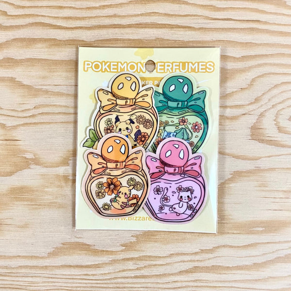 Pokemon Perfume Sticker Pack of 4 | Mimikyu, pikachu, mew