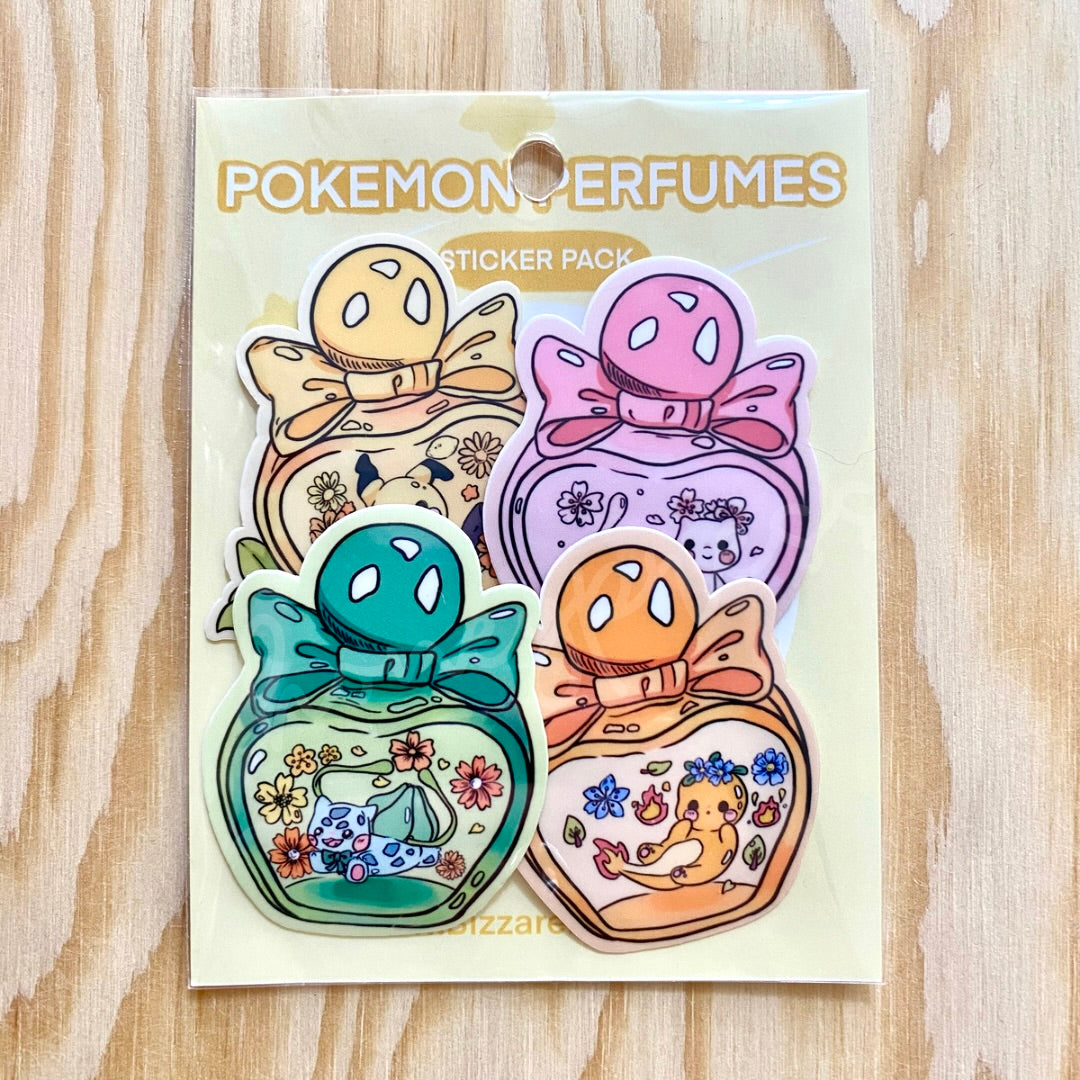 Pokemon Perfume Sticker Pack of 4 | Mimikyu, pikachu, mew