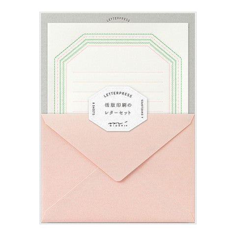 Letterpress Stationery Set - Pink