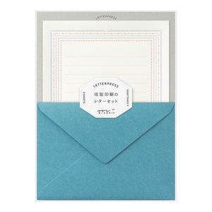 Letterpress Stationery Set - Blue