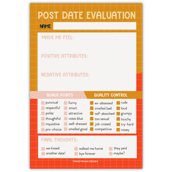 Post Date Evaluation Notepad
