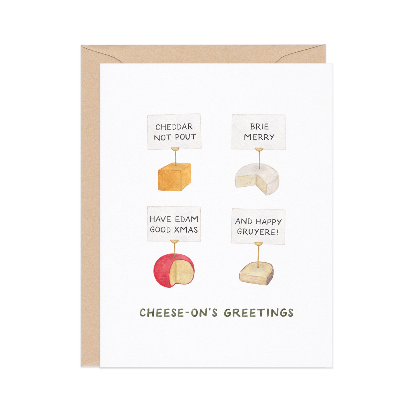 Cheese-on's Greetings Food Pun Holiday Card